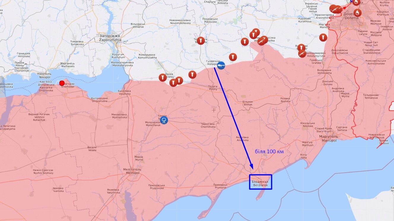 Ситуация на линии фронта в Запорожском направлении
