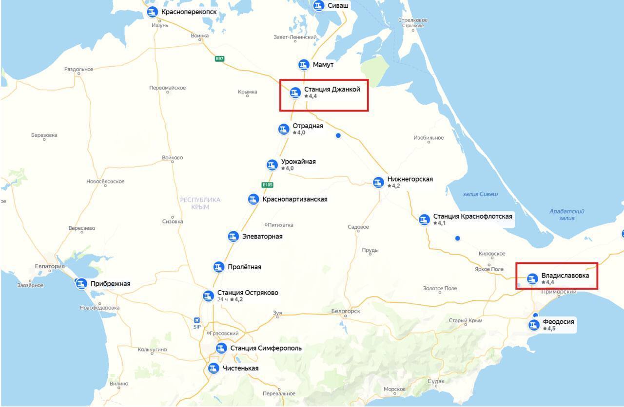 Схема железнодорожных путей в Крыму