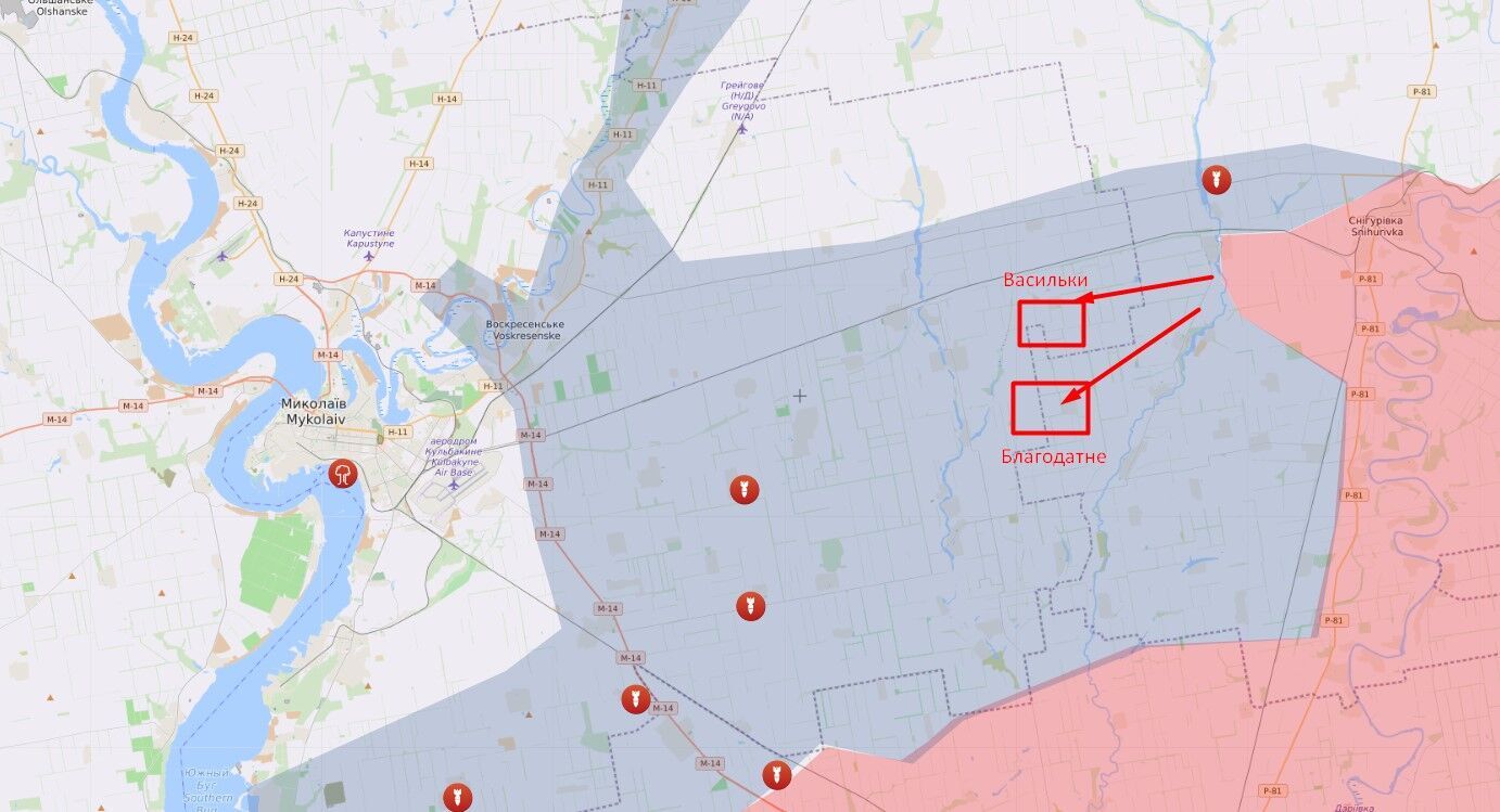 Ситуация на линии фронта на юге Украины