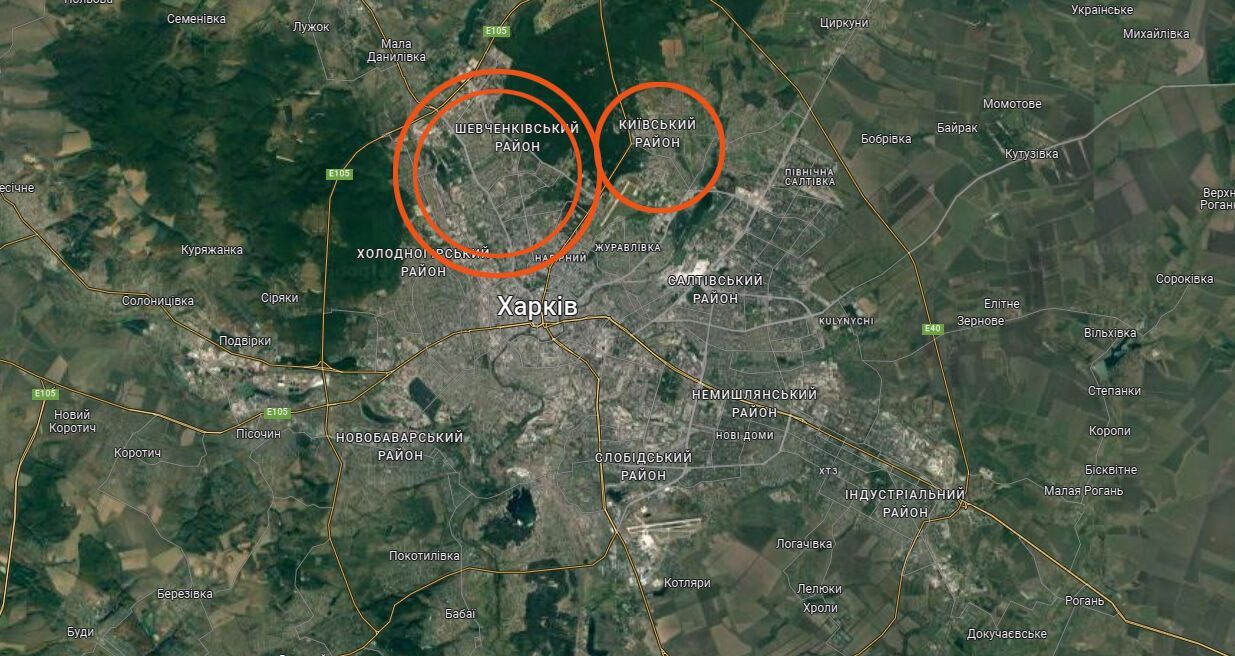 Райони Харкова під обстрілами