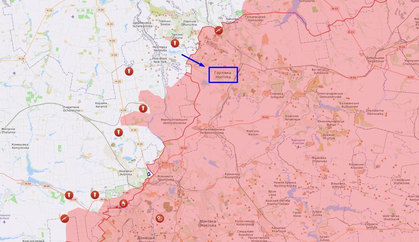 Ситуация на линии фронта возле Горловки