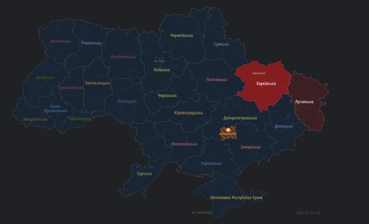 Карта тривог: Харківщина та Запоріжчина