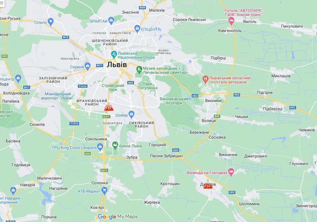 Карта Львівської області