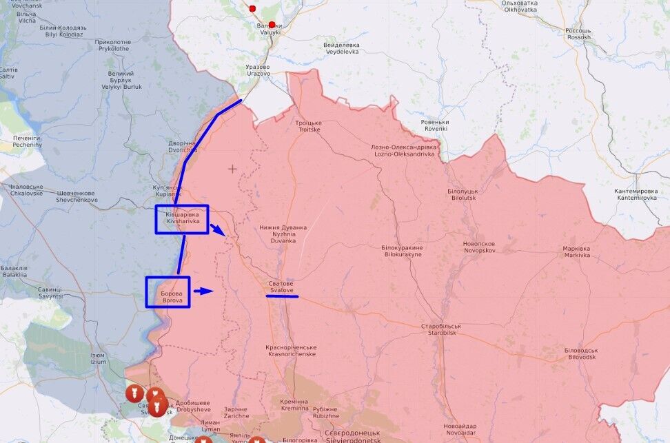 Линия фронта в Харьковской области
