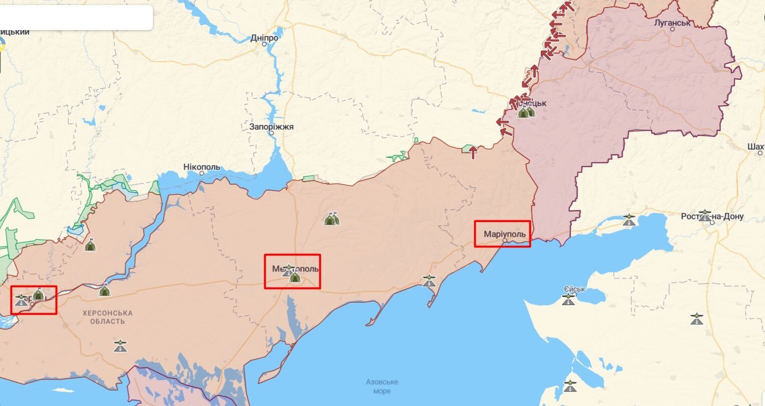 Линия фронта на Донецком и Запорожском направлениях