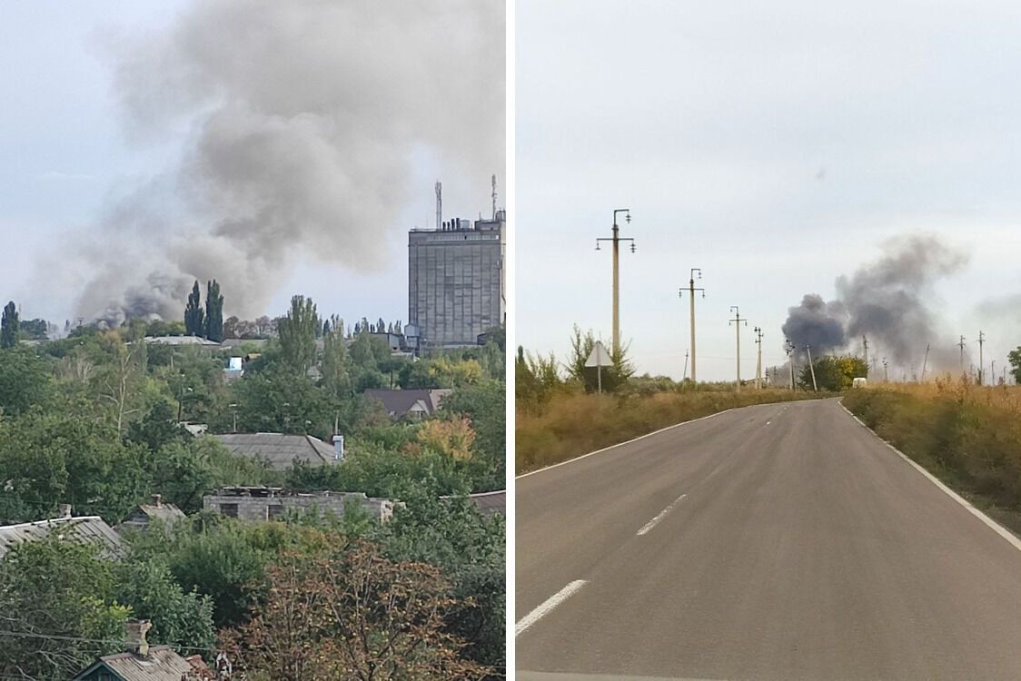 Дым в Ясиноватой Донецкой области