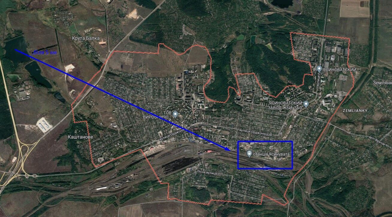 Карта Ясиноватой в Донецкой области