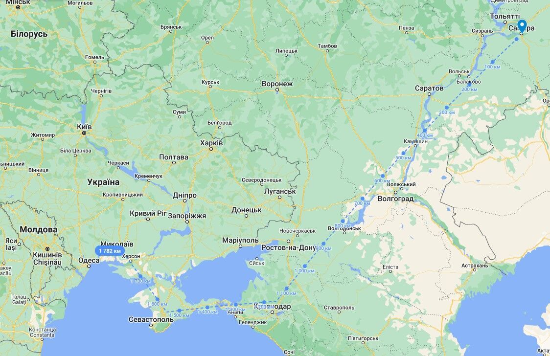 Відстань між Херсонщиною і місцем народження російського військового