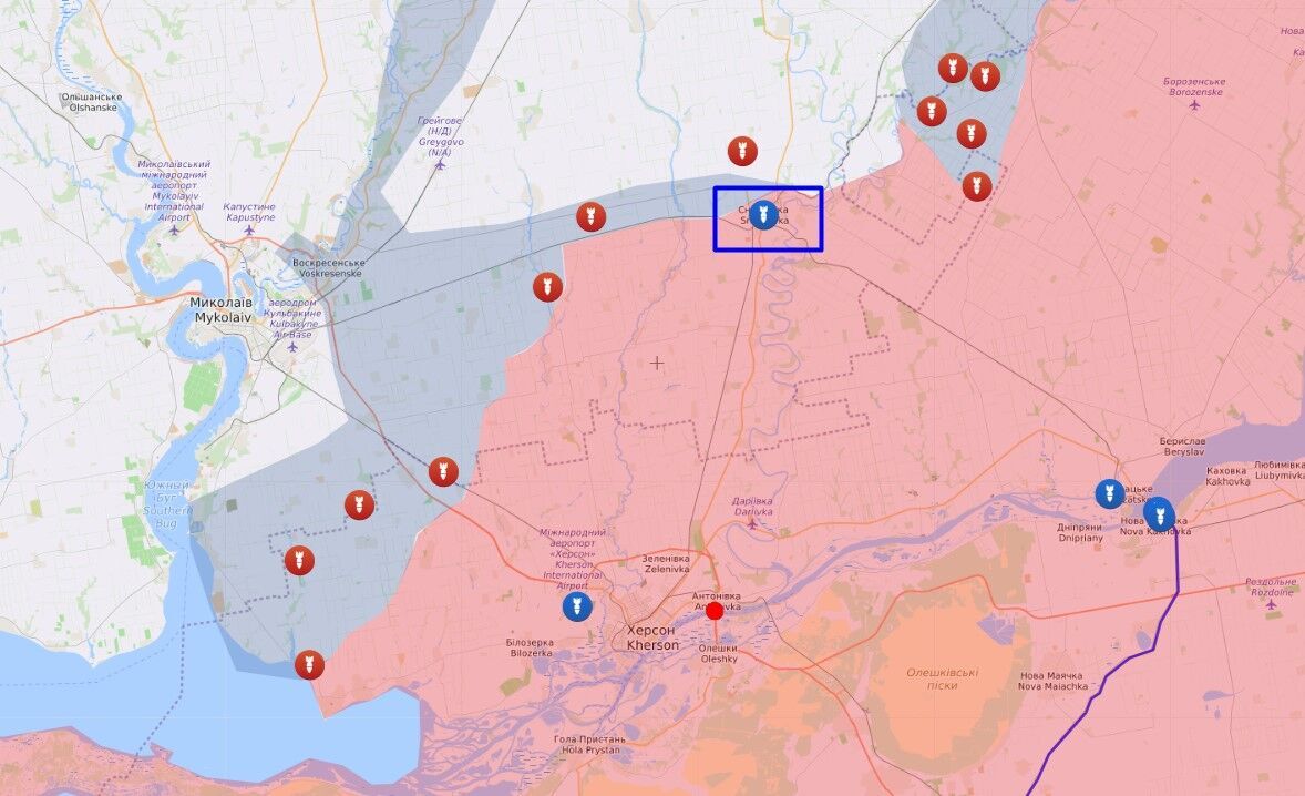 Ситуация на линии фронта в Николаевской и Херсонской областях