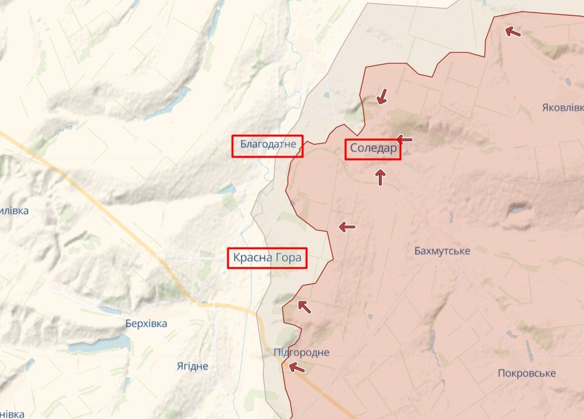 Боевые действия между Соледаром и Бахмутом в Донецкой области