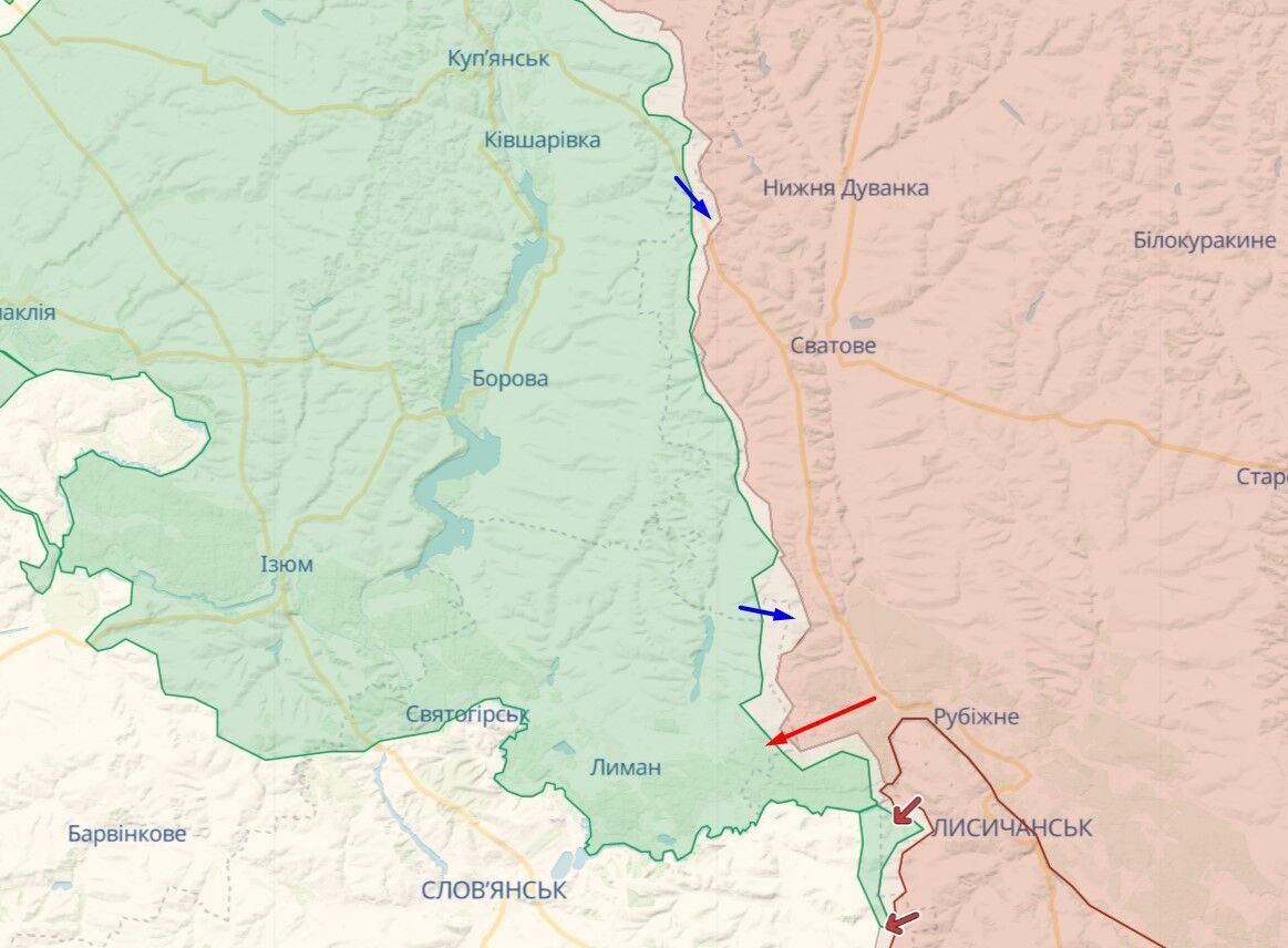 Чотири основні ділянки лінії фронту біля Кремінної на Луганщині