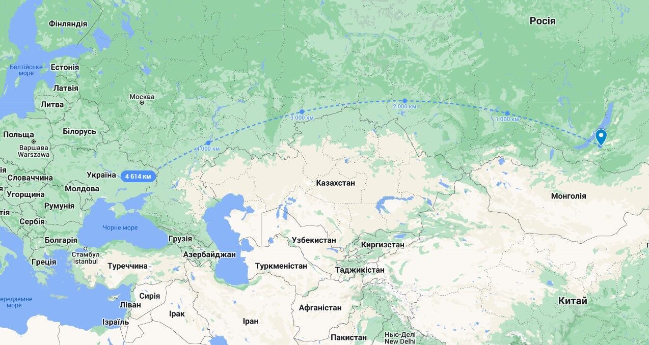 Расстояние от Бурятии до Украины