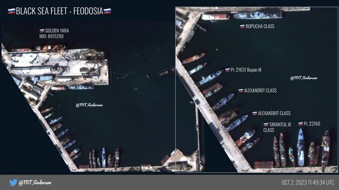 Після низки вдалих атак української армії по Чорноморському флоту росіяни ховають кораблі