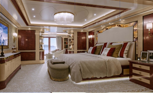 Корабель, вартістю 40 мільйонів фунтів стерлінгів, має величезне кругле ліжко з дзеркалом на стелі