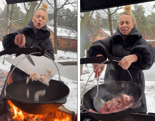 Справжній плов: співачка Оля Полякова влаштувала кулінарний майстер-клас на дачі