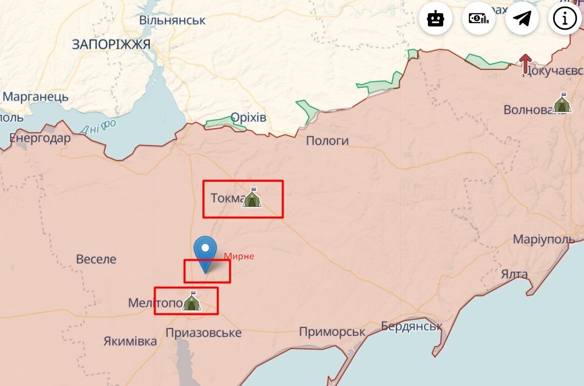Обстрелы возле Мелитополя и Токмака в Запорожской области.