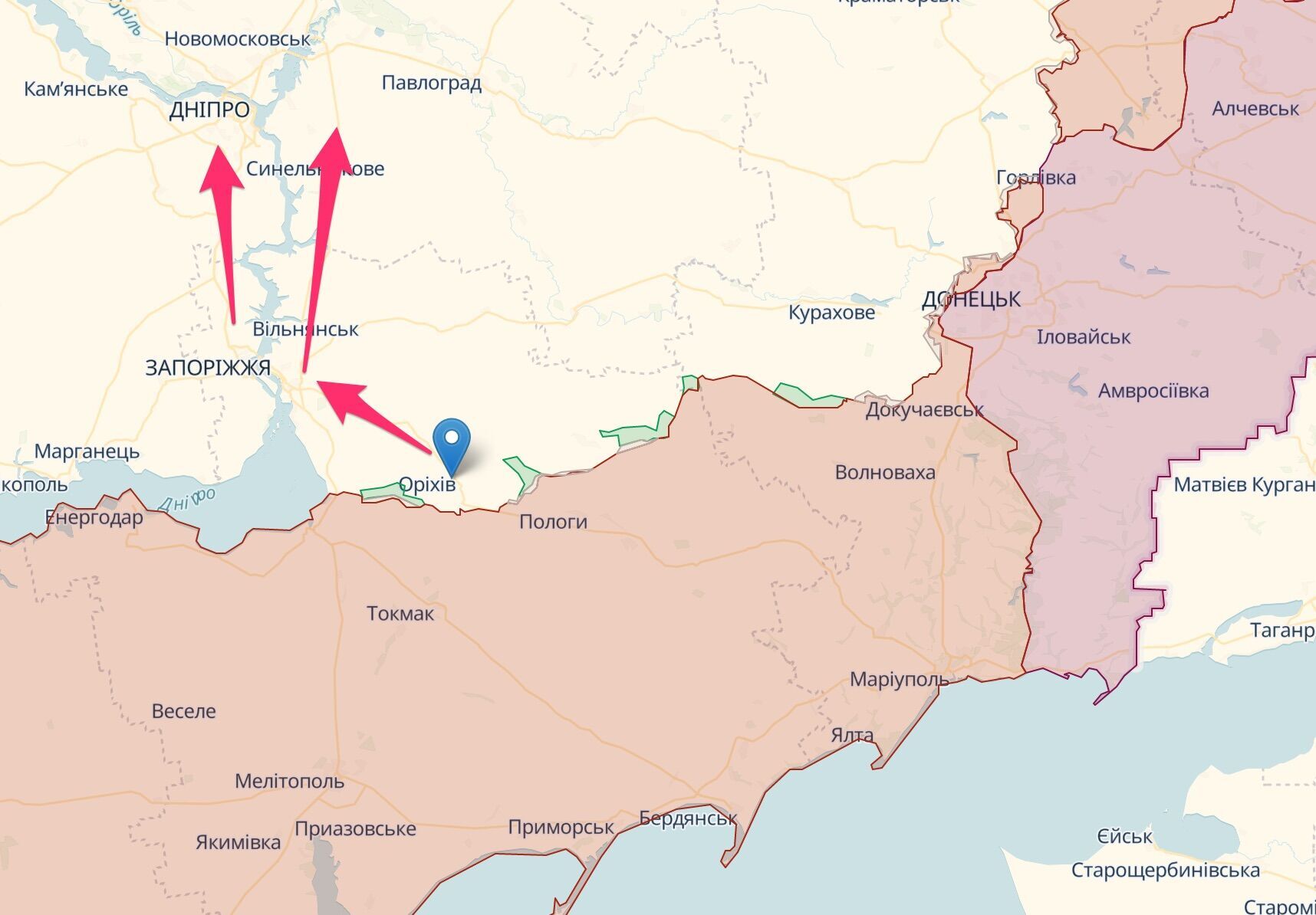 У випадку глибокого прориву на Оріхівському напрямку росіяни можуть піти на Павлоград і Дніпро без взяття Запоріжжя