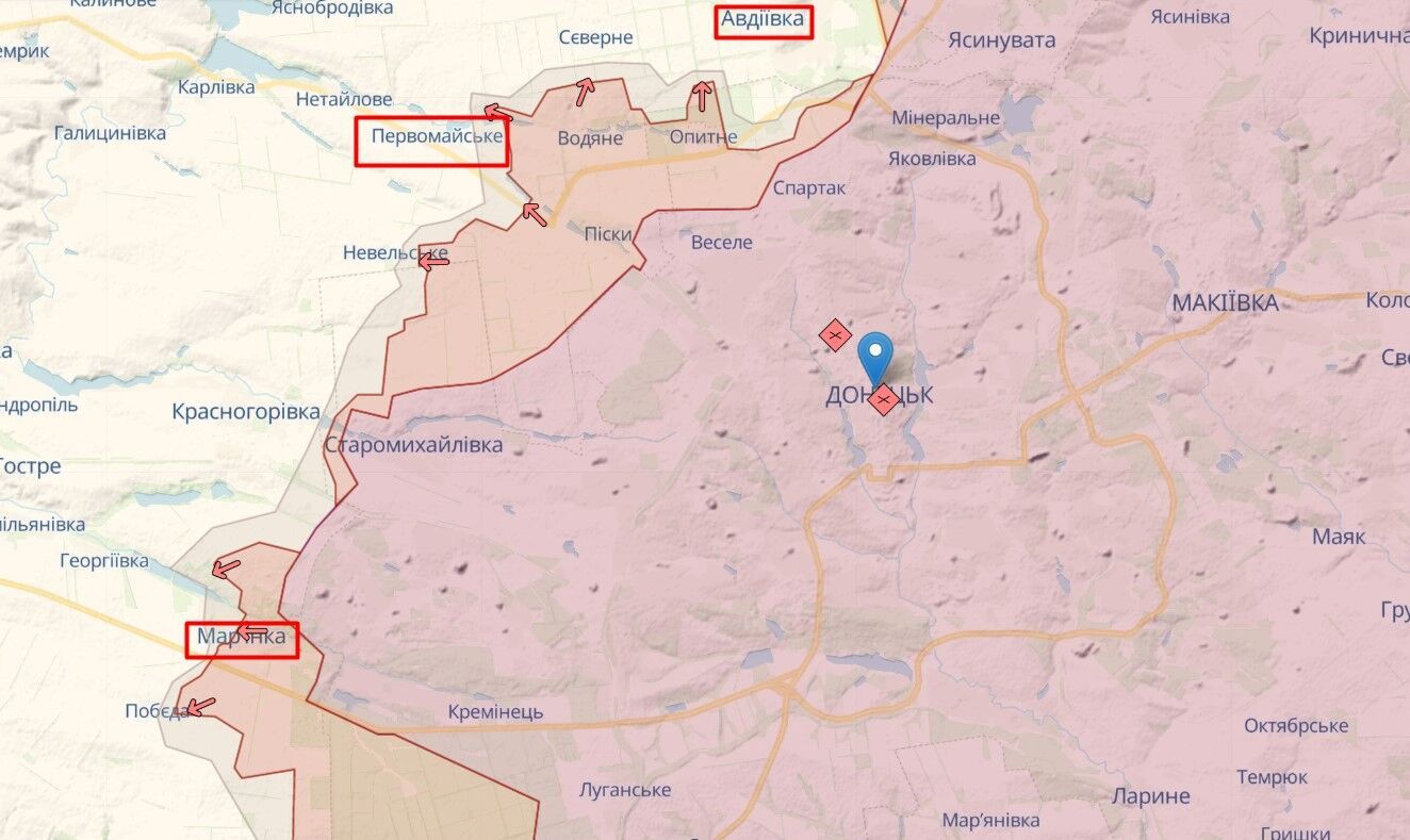 Ситуація на ділянці фронту біля Донецька
