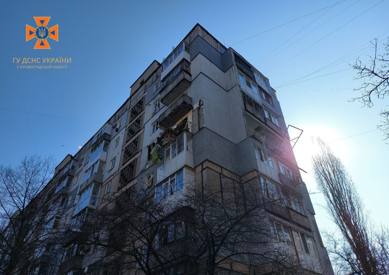 Вид балкона в Кропивницком после взрыва газа