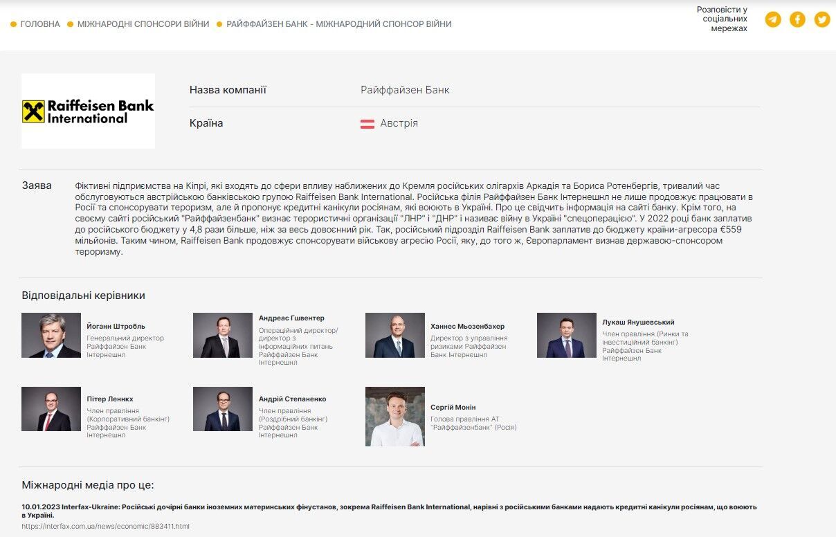 Raiffeisen Bank - у санкційному списку НАЗК