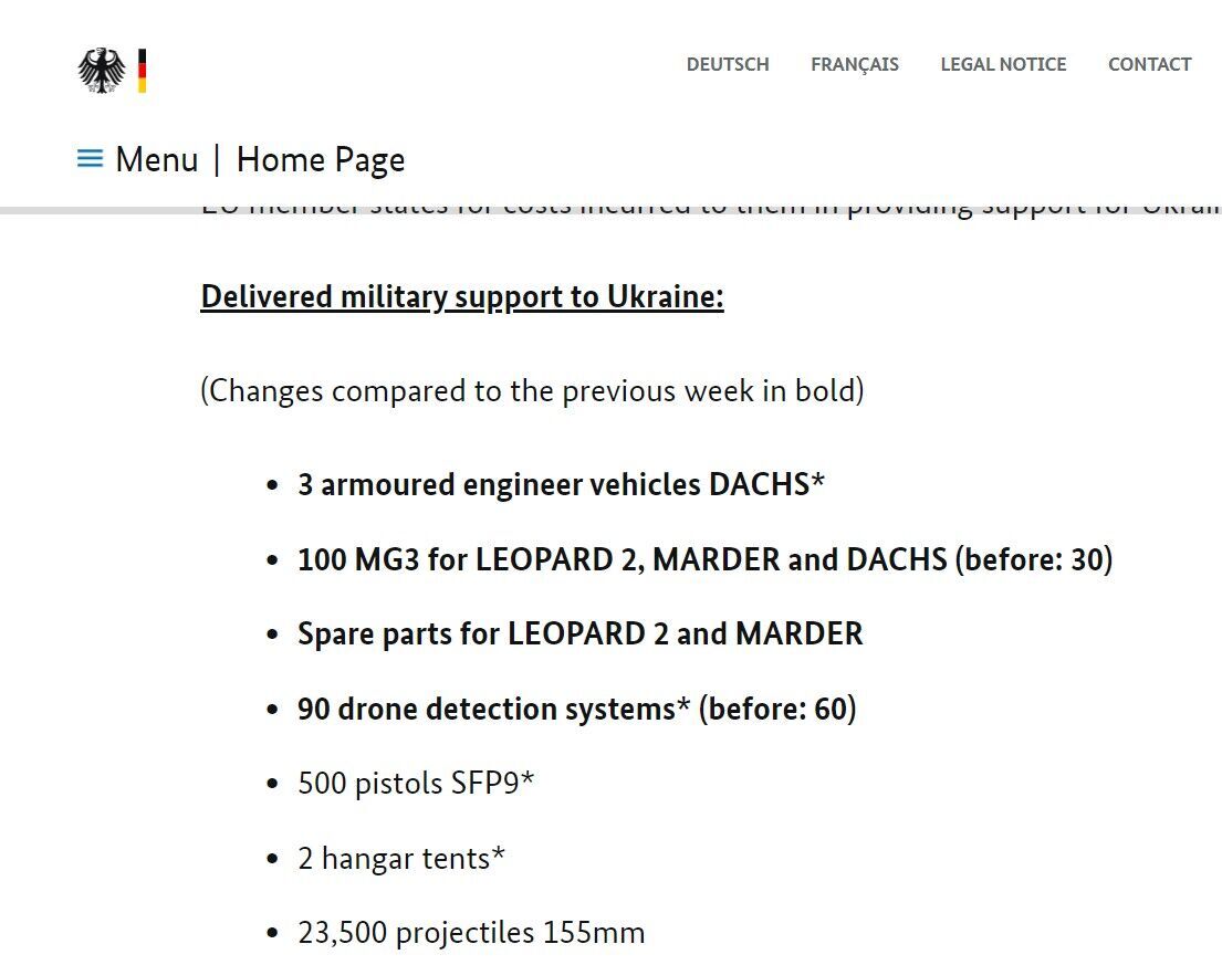 Федеральний Уряд Німеччини: деталі військової підтримки України