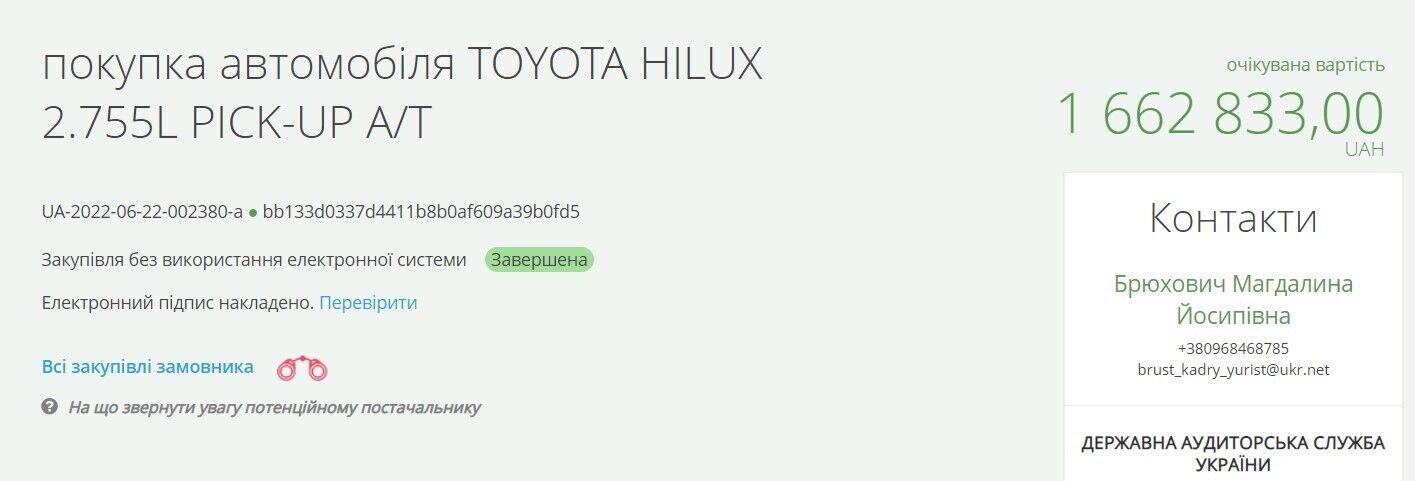 На Закарпатье местные руководители присвоили две Toyota Hilux, купленных государством за 3,2 млн грн - что известно