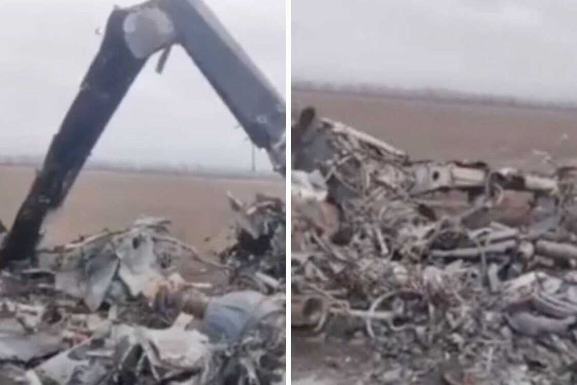 Остатки упавшего под Угледаром российского Ка-52