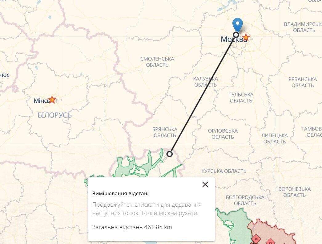 Расстояние от Нахабино в рф до границы Украины