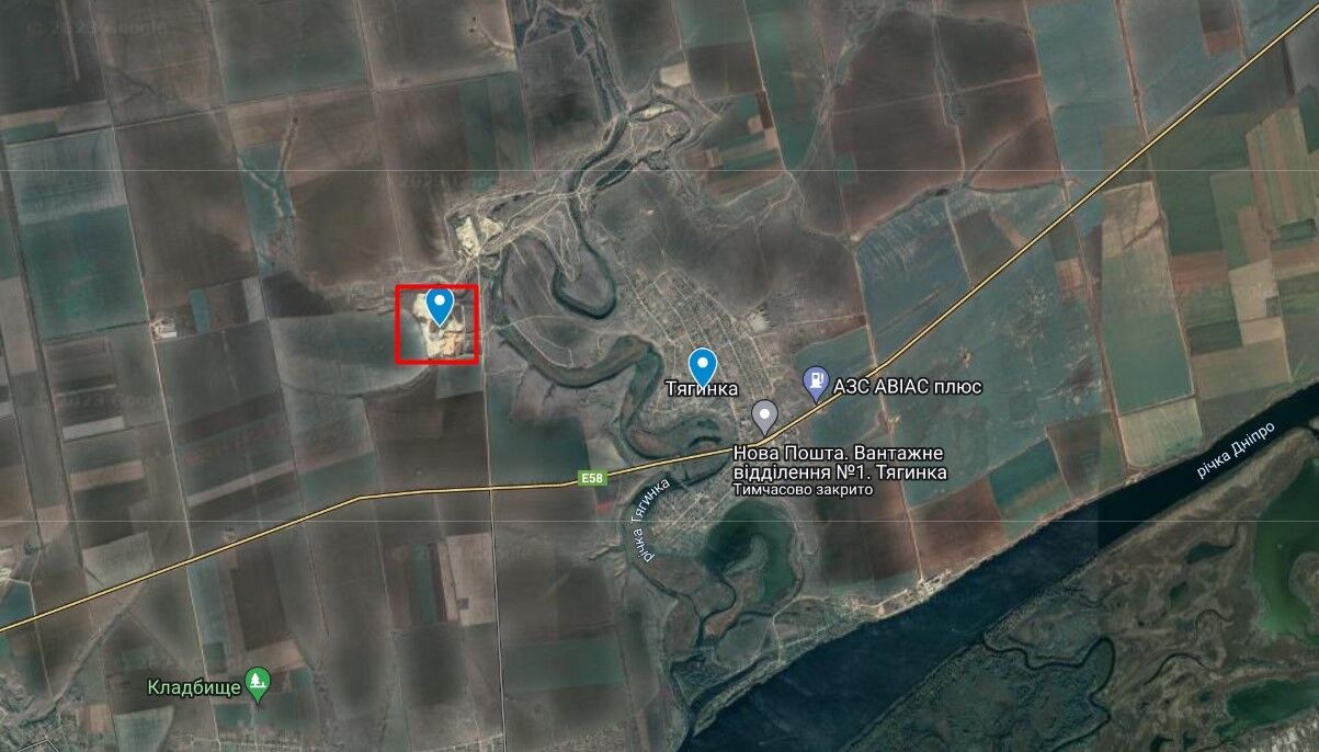 Карта местности возле села Тягинки Херсонской области