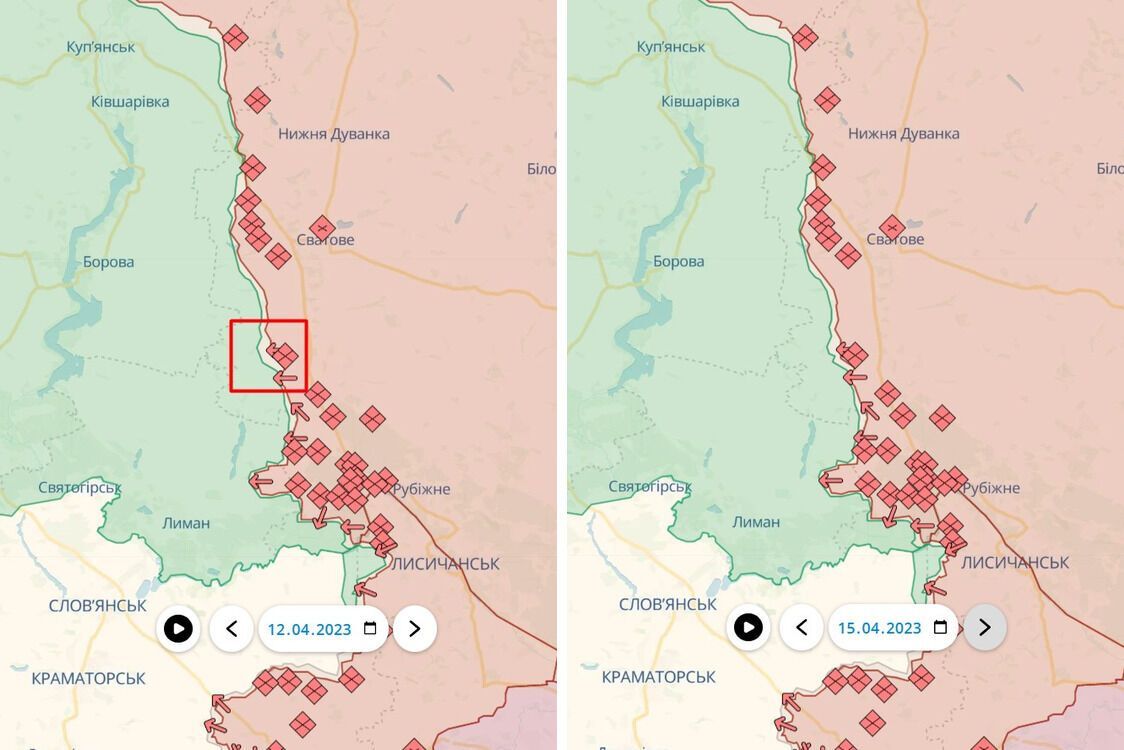 Лінія фронту на відтинку Сватове-Кремінна на Луганщині