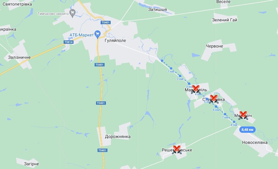 Ситуация возле Гуляйполя и Марфополя в Запорожской области