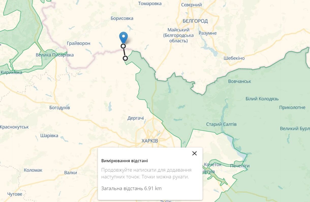 Расстояние от точки установки комплекса ''Муром-П'' до границы с Украиной