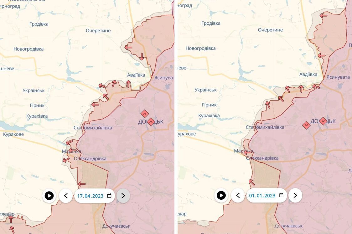 Донетчина: ситуация в районе Авдеевки и Марьинки