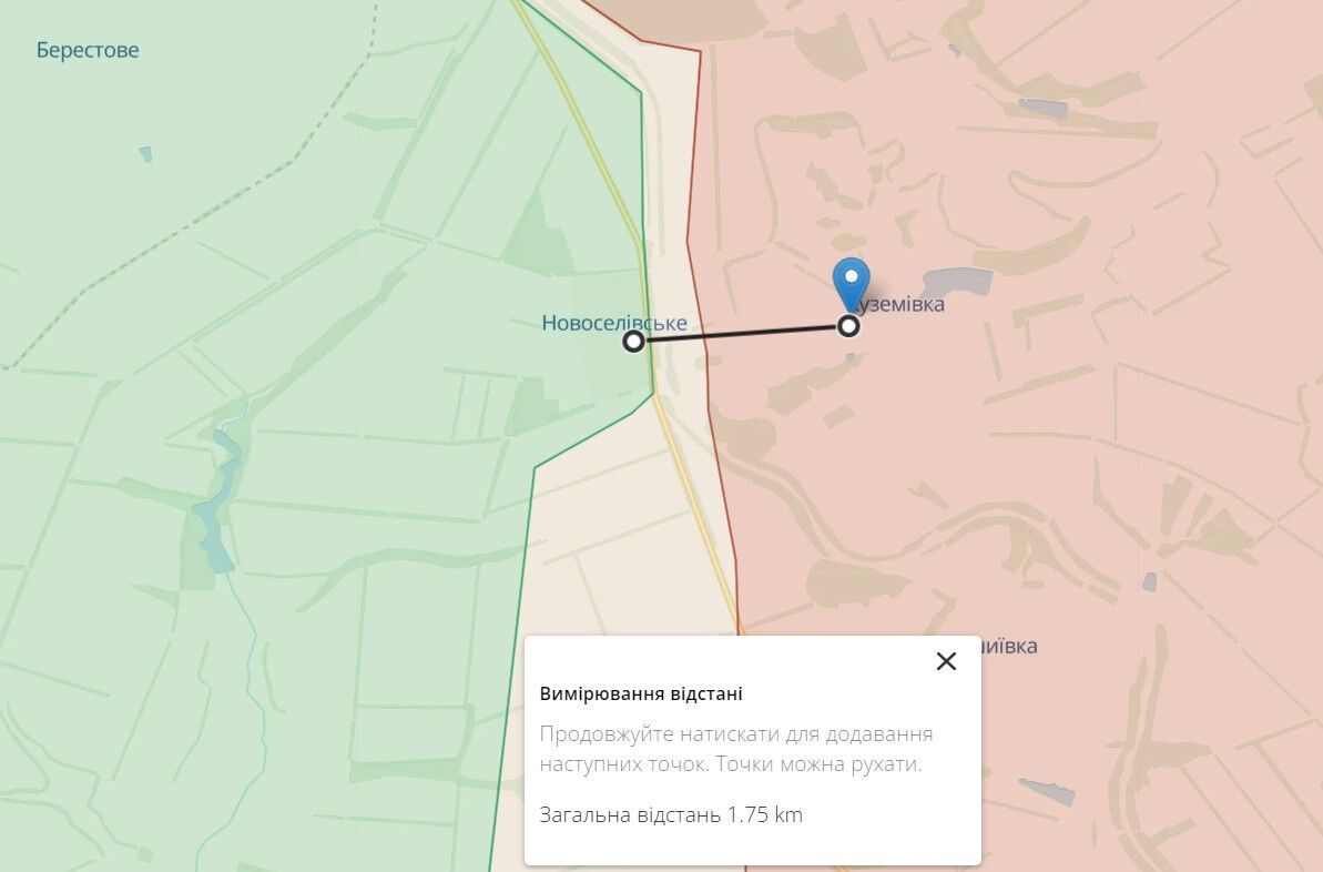 Расстояние от месторасположения российского миномета до линии фронта в Луганской области