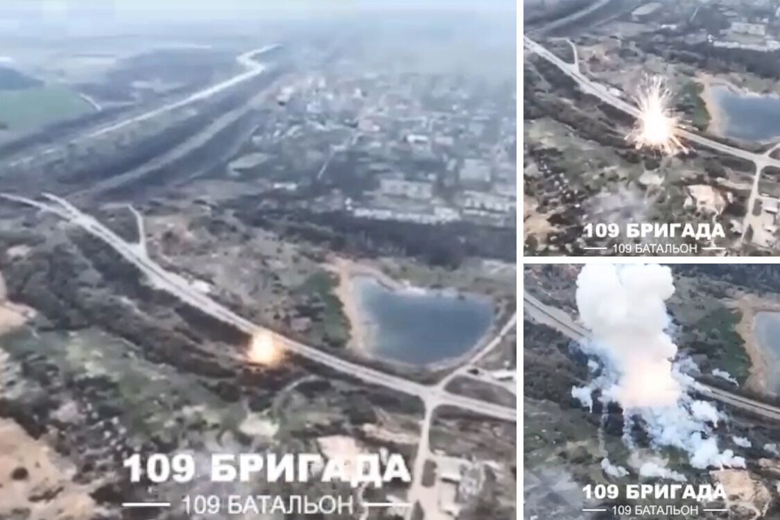 Попадание снаряда ВСУ по российскому ЗРК ''Бук'' под Авдеевкой Донецкой области