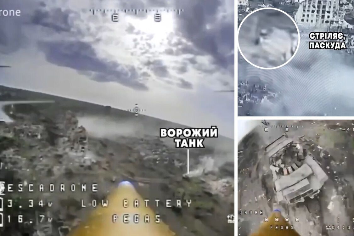 FPV-дрон атакует бронемашину армии рф под Марьинкой в Донецкой области.