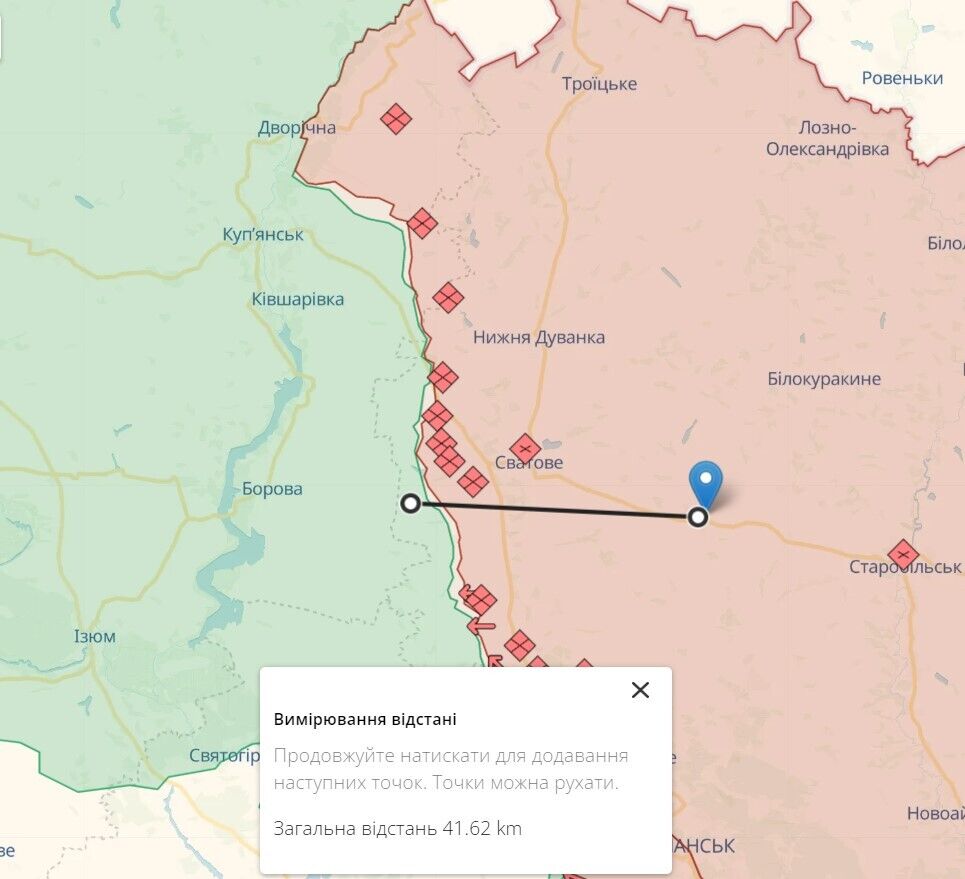 Містки - відстань до лінії фронту на Луганщині