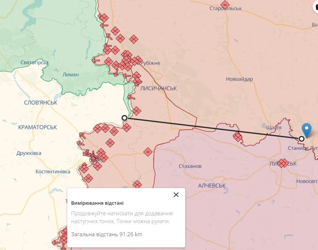 Станиця Луганська - відстань до лінії фронту на Луганщині