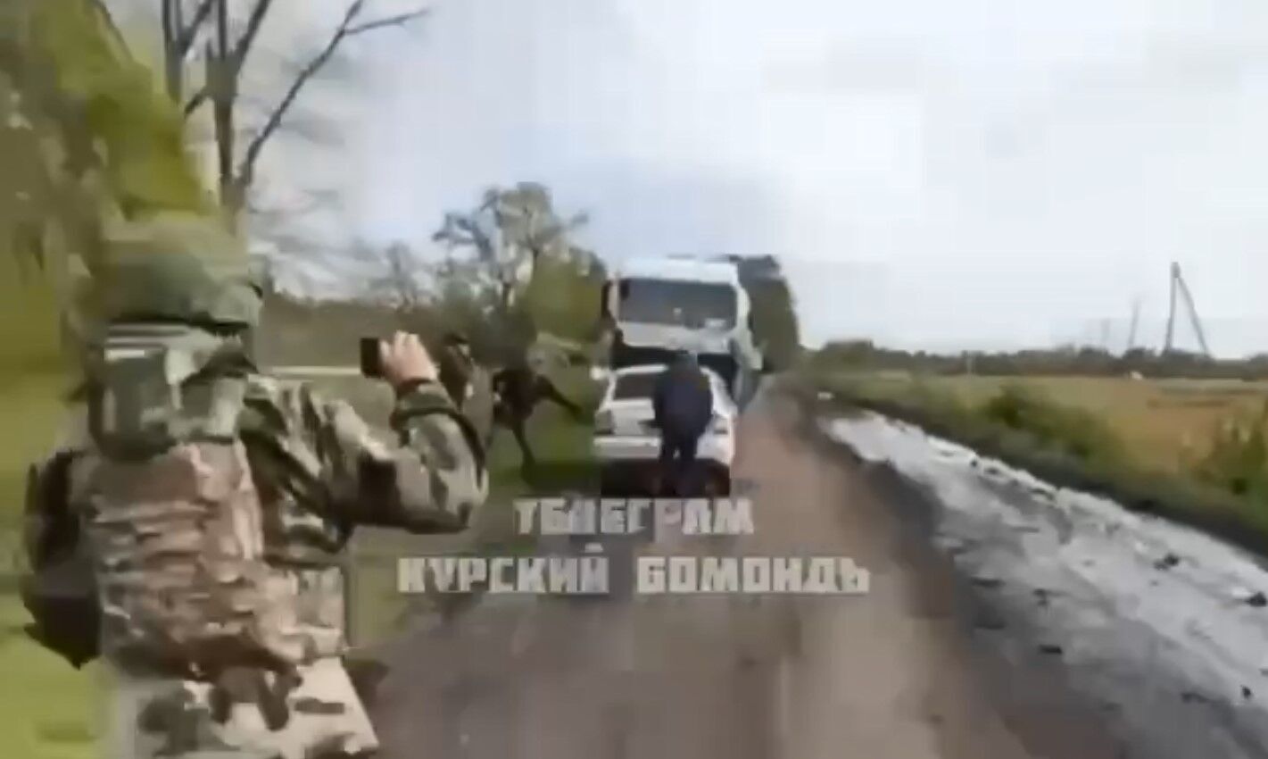 Солдат армии рф реагирует на взрыв в Курской области