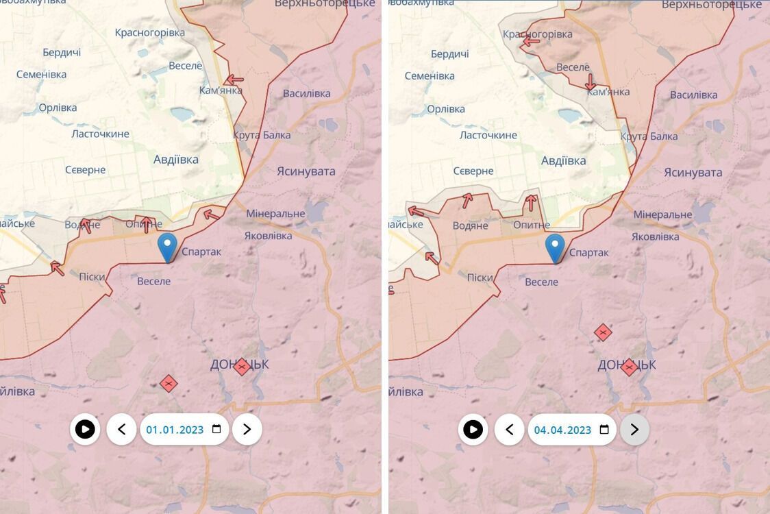 Лінія фронту біля Донецька: росіяни ледь просунулись на 5 км на захід