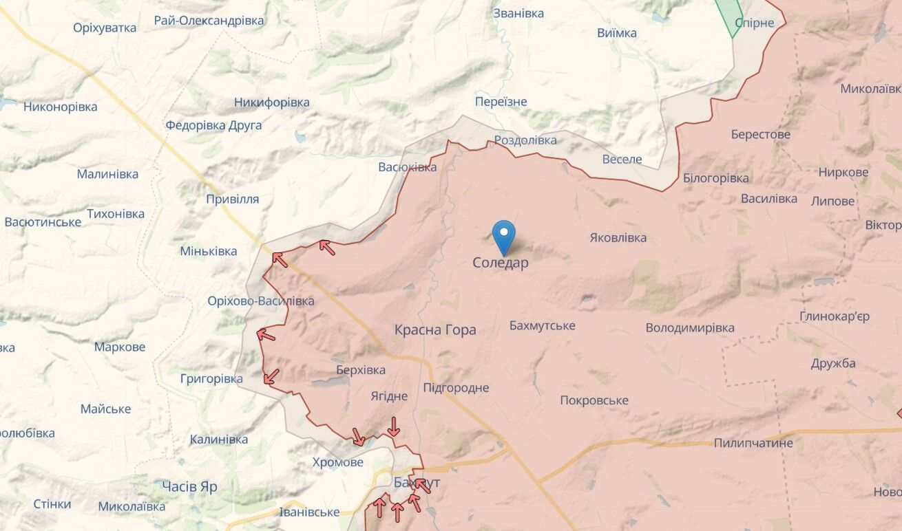 Ситуация на линии фронта возле Соледара в Донецкой области.