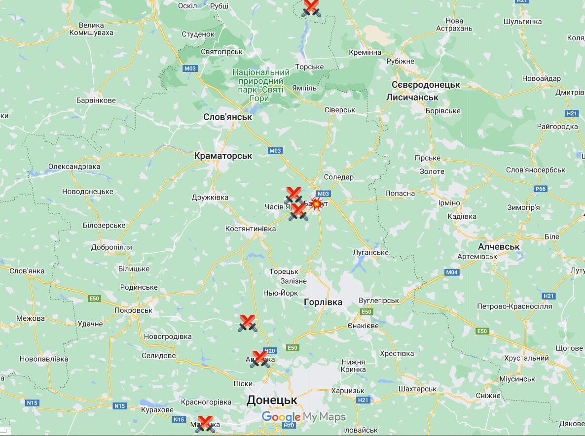 Населенные пункты в Донецкой и Луганской областях, которые пыталась штурмовать армия рф