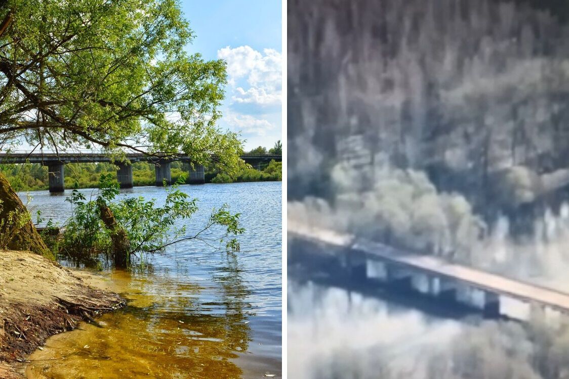 Сравнение фотографии моста через Судость и моста на видео с авиаударом армии рф