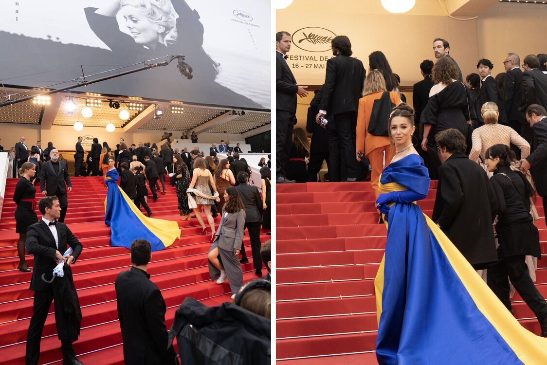 Украинский режиссер Гаврилова в сине-желтом платье покоряла Каннский кинофестиваль (фото)
