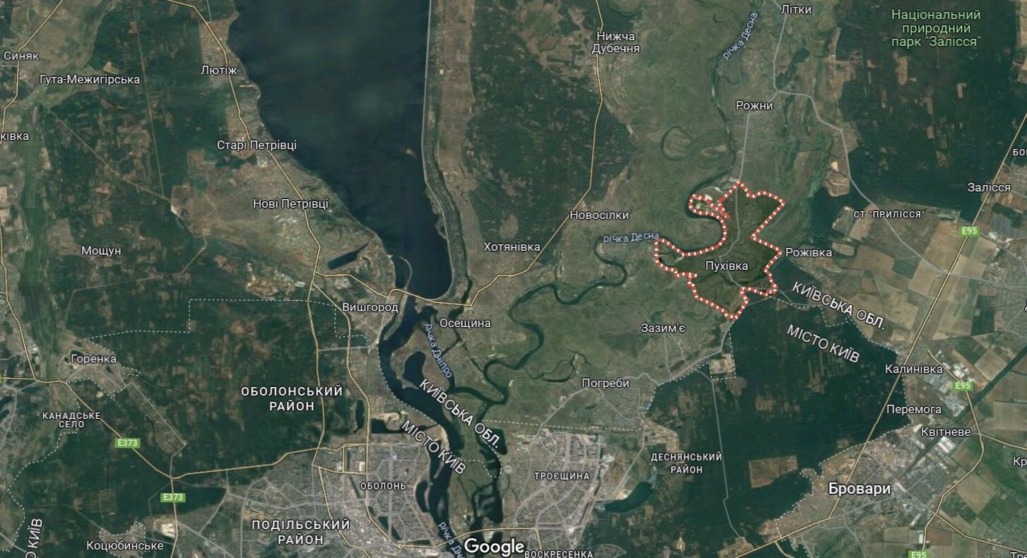 Местность в Киевской области, где нарушало закон ООО ''Стройиндустрия-Сервис ЛТД'' и еще ряд компаний
