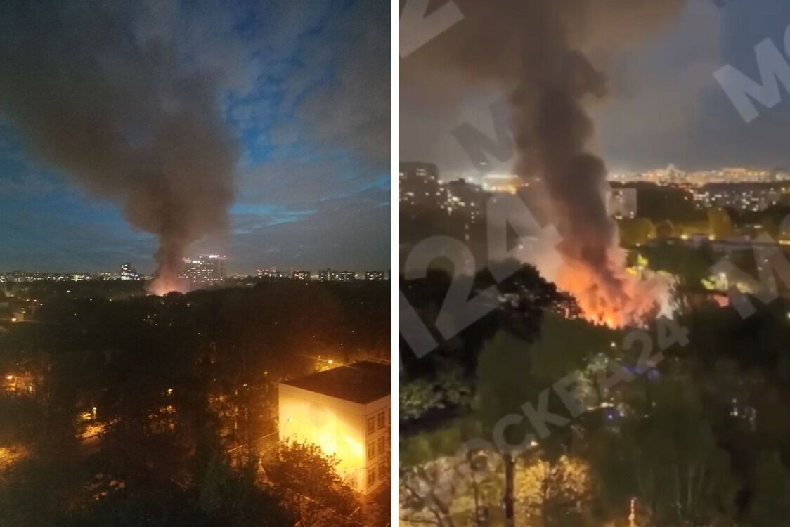 Пожар в Москве - горит на Ереванской улице