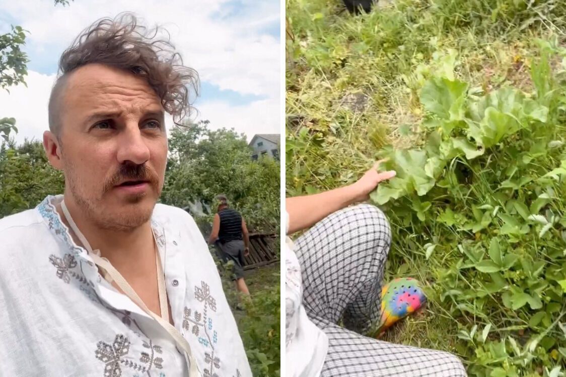 Клопотенко збирає урожай ревеню