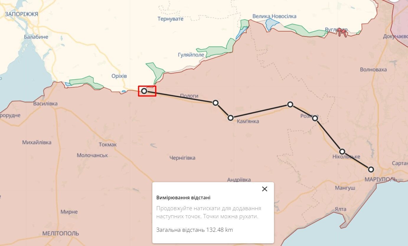 Відстань від Новоданилівки та Новопокровського до Маріуполя