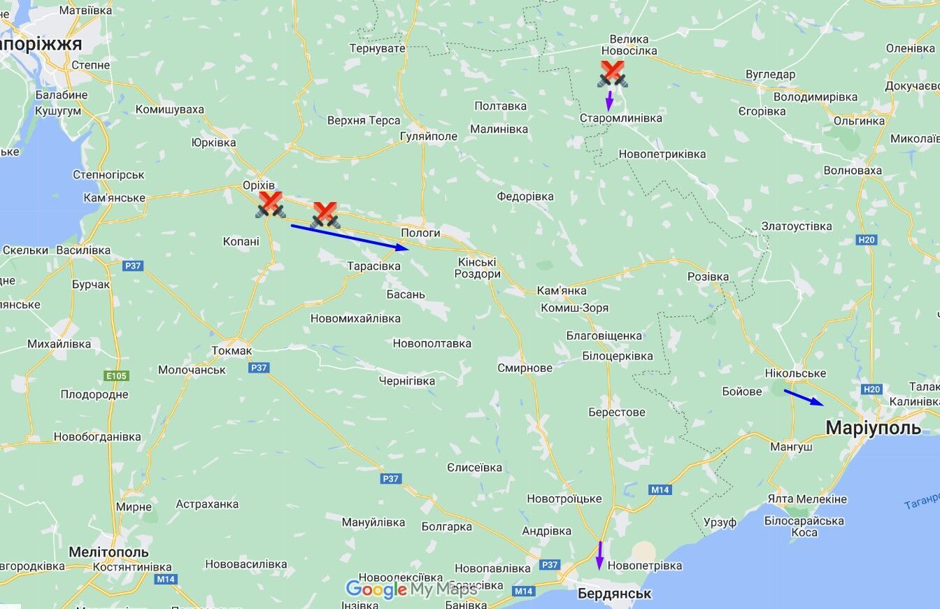 Новые направления боевых действий на южном отрезке фронта - Бердянский и Мариупольский