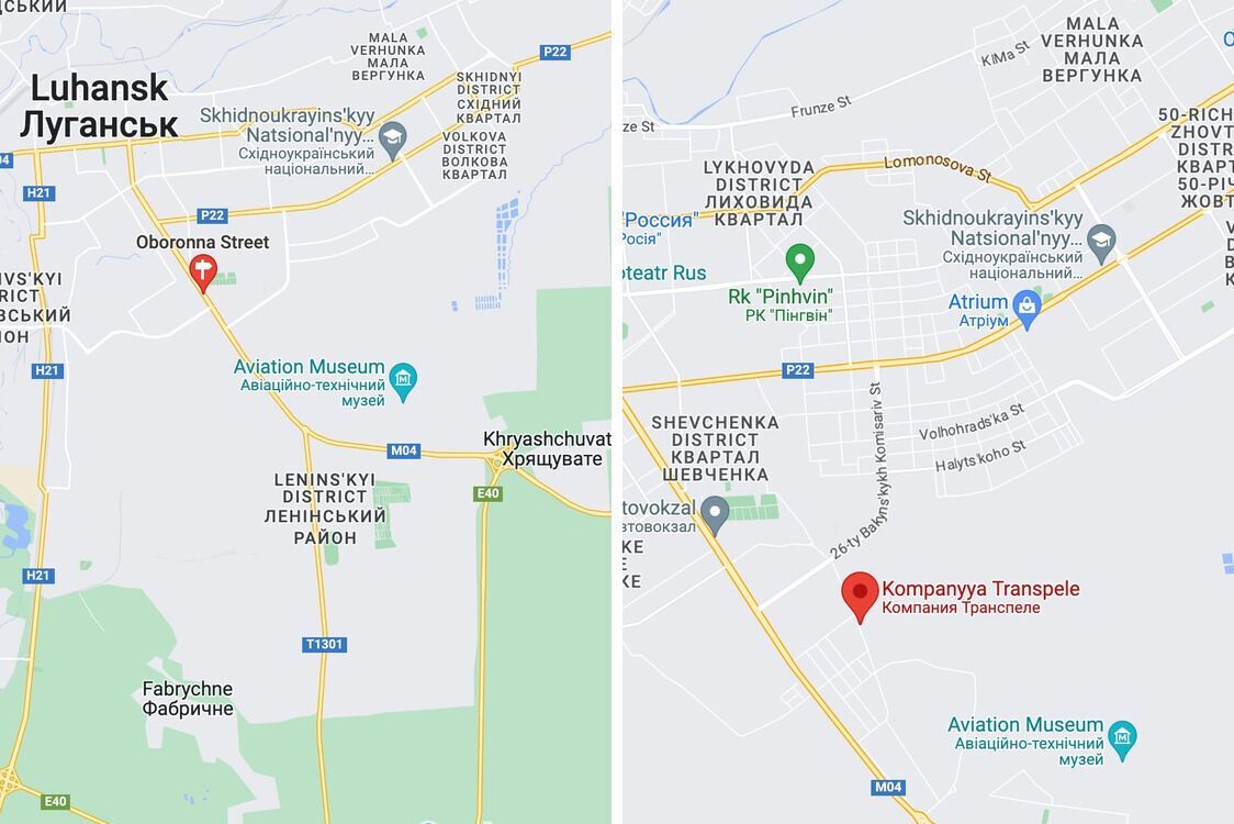 Места дислокации тяжелой техники рф в Луганске